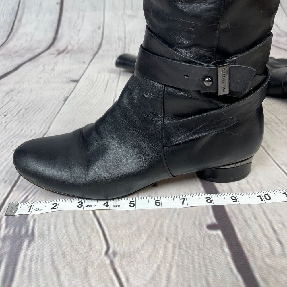 KARL LAGERFELD black leather side zip round heel riding boots, size 8.5 - Picture 15 of 15